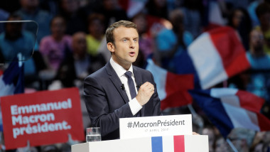 French Presidential Candidate Emmanuel Macron Holds Campaign Rally