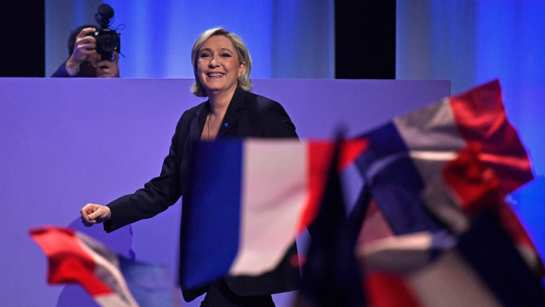 French Presidential Candidate Marine Le Pen Holds A Rally Meeting In Marseille