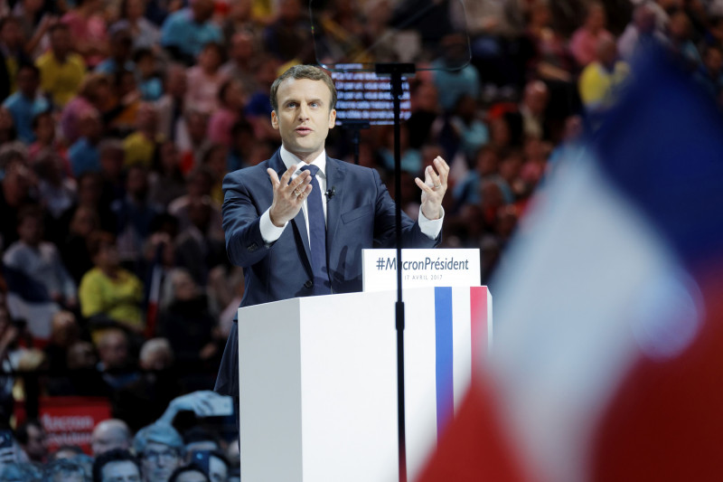 French Presidential Candidate Emmanuel Macron Holds Campaign Rally