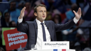 French Presidential Candidate Emmanuel Macron Holds Campaign Rally