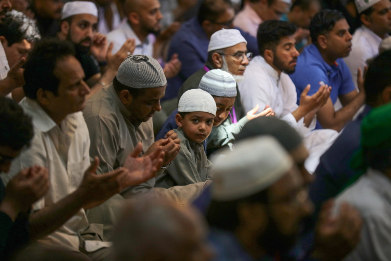 Friday Prayers Take Place At The Central Manchester Mosque