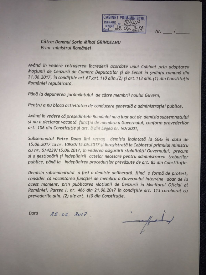 cereri retragere demisii ministri Guvernul Grindeanu 220617 (11) daea