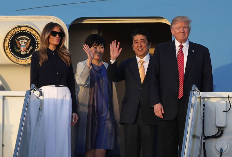 President Trump Arrives In West Palm Beach With Japanese Prime Minister Shinzo Abe For Weekend At Mar-a-Lago