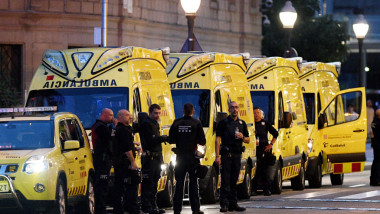 Van Hits Crowds In Barcelona's Las Ramblas