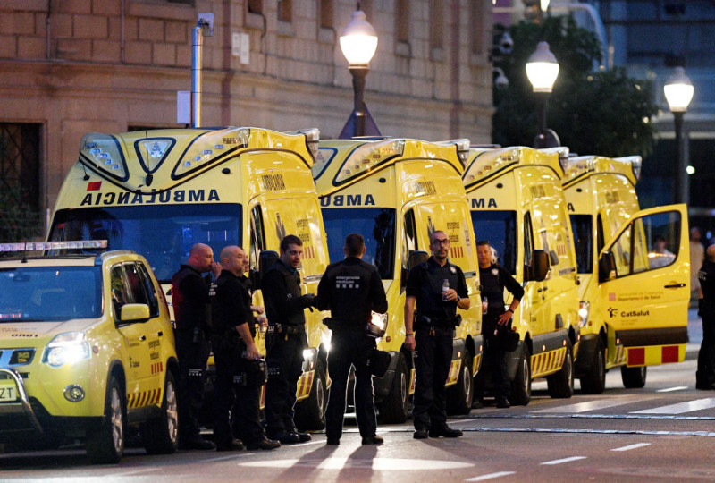 Van Hits Crowds In Barcelona's Las Ramblas