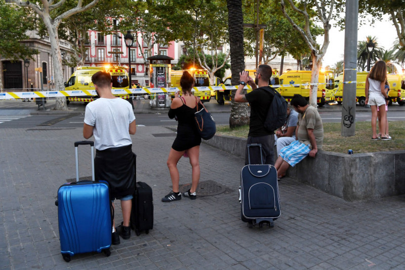 Van Hits Crowds In Barcelona's Las Ramblas