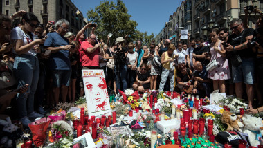A Minute's Silence Is Held In Barcelona To Pay Tribute To The Terror Attack Victims