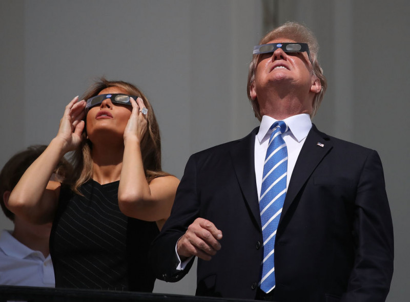 President Trump Views The Eclipse From The White House