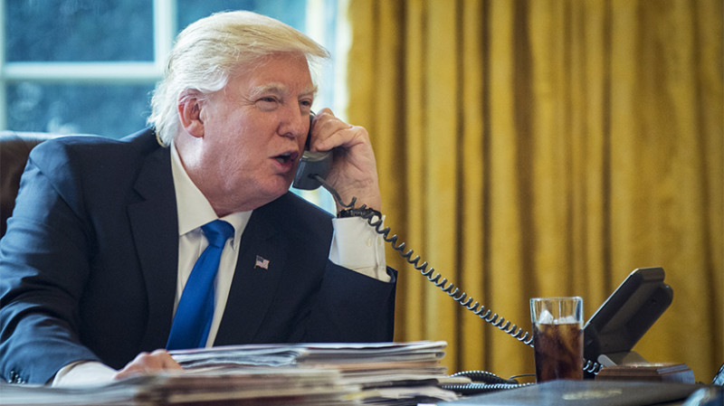 President Trump Takes Phone Calls From Foreign Leaders In The Oval Office