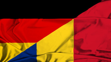 Waving flag of Romania and Germany