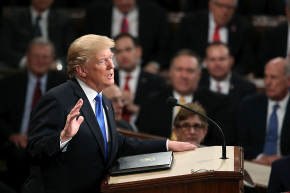 President Trump Addresses The Nation In His First State Of The Union Address To Joint Session Of Congress