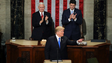 President Trump Addresses The Nation In His First State Of The Union Address To Joint Session Of Congress