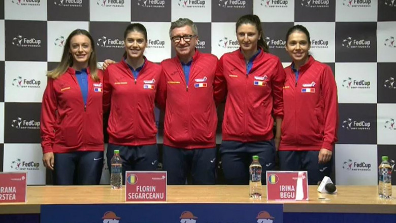 echipa tenis fedcup 2018 - Ana Bogdan, Sorana Cirstea, Florin Segarsceanu, Irina Begu, Raluca Olaru