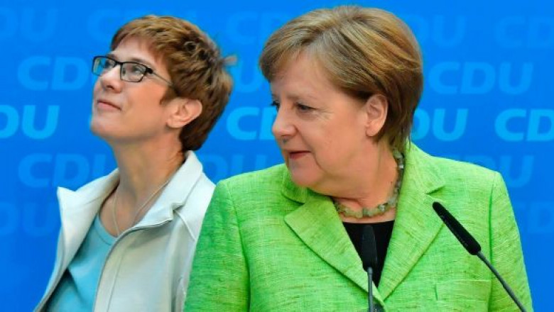 Annegret Kramp-Karrenbauer și Angela Merkel