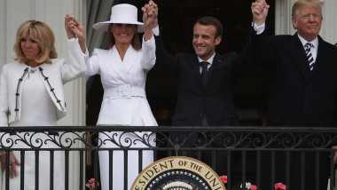 President Trump And First Lady Melania Trump Welcome President Macron And Mrs. Macron To The White House