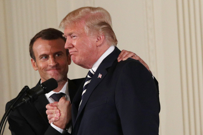 President Trump And French President Macron Hold Joint News Conference In East Room