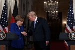 President Trump And German Chancellor Angela Merkel Hold Joint News Conference In East Room Of White House