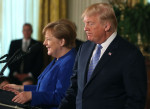 President Trump And German Chancellor Angela Merkel Hold Joint News Conference In East Room Of White House