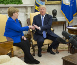 President Trump And German Chancellor Angela Merkel Hold Joint News Conference In East Room Of White House