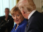 President Trump And German Chancellor Angela Merkel Hold Joint News Conference In East Room Of White House