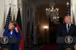 President Trump And German Chancellor Angela Merkel Hold Joint News Conference In East Room Of White House