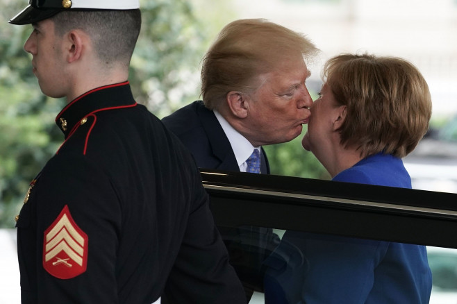 President Trump And German Chancellor Angela Merkel Hold Joint News Conference In East Room Of White House