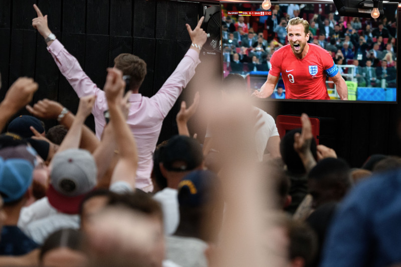 Football Fans Watch As England Take On Colombia In The FIFA World Cup