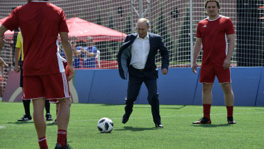 Russian President Vladimir Putin visits Football Park on Red Square