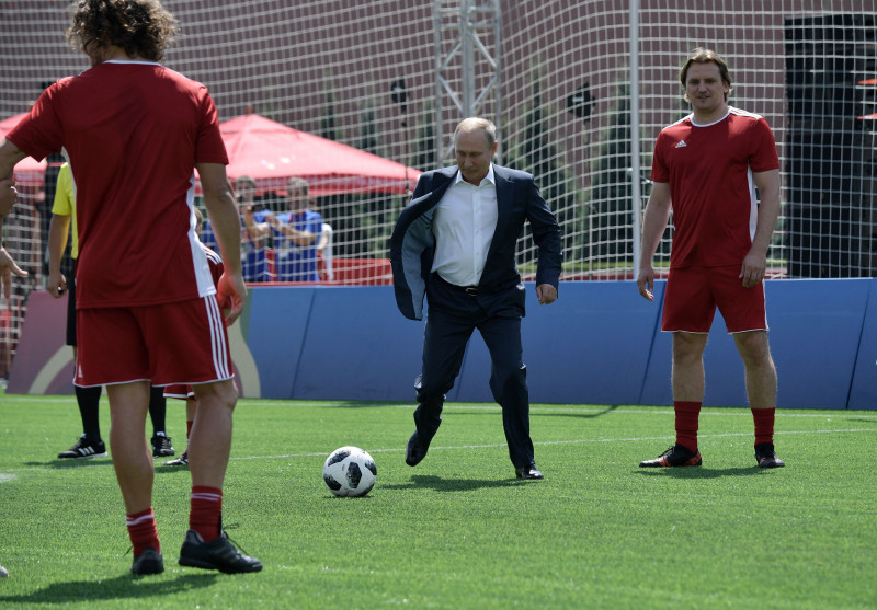 Russian President Vladimir Putin visits Football Park on Red Square