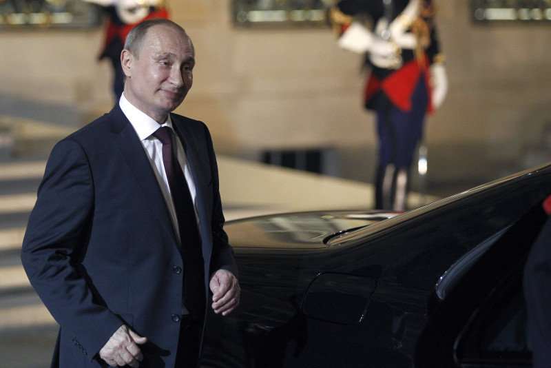 French President Francois Hollande Receives Vladimir Putin, Russian President At Elysee Palace