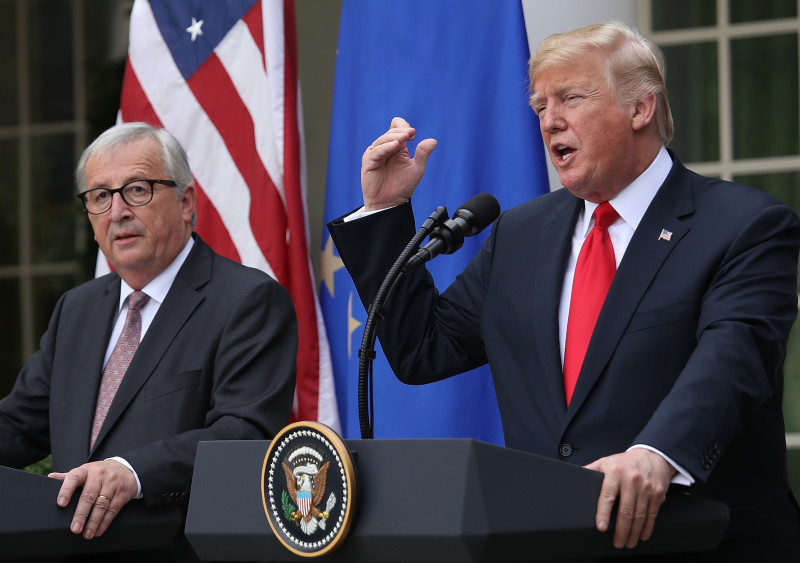 President Trump And European Commission President Jean-Claude Juncker Makes Statement In Rose Garden