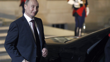 French President Francois Hollande Receives Vladimir Putin, Russian President At Elysee Palace