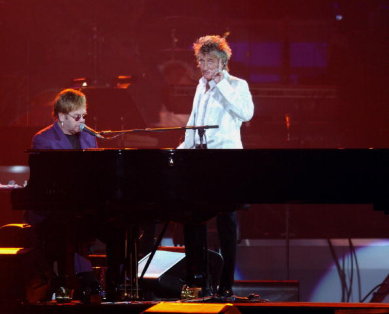 Elton John and Rod Stewart at the 7th Annual Andre Agassi Charitable Foundation's Grand Slam for Children Benefit Concert