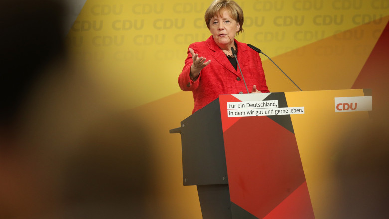 Merkel Campaigns In Schwerin