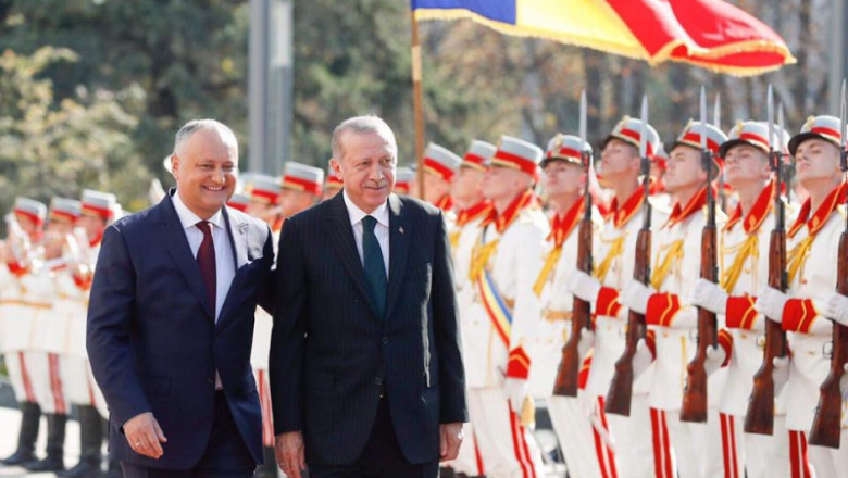 Recep Tayyip Erdogan în vizită la Comrat, alături de Igor Dodon. Foto: presedinte.md