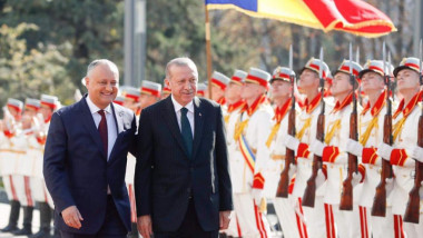 Recep Tayyip Erdogan în vizită la Comrat, alături de Igor Dodon. Foto: presedinte.md