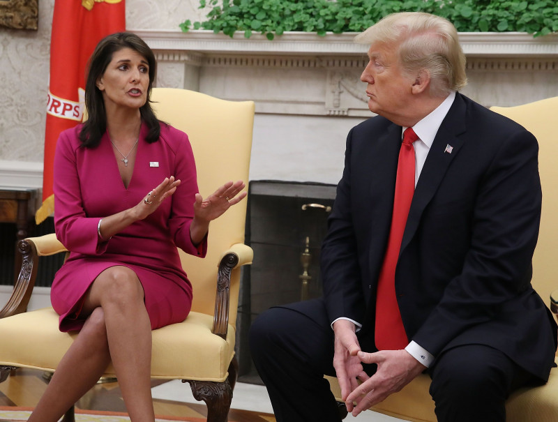 President Trump Meets With UN Ambassador Nikki Haley At The White House