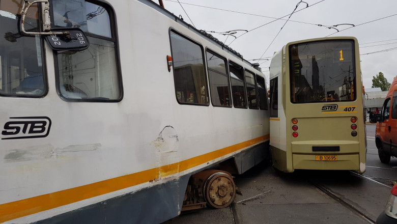 Foto Două Tramvaie S Au Ciocnit In București