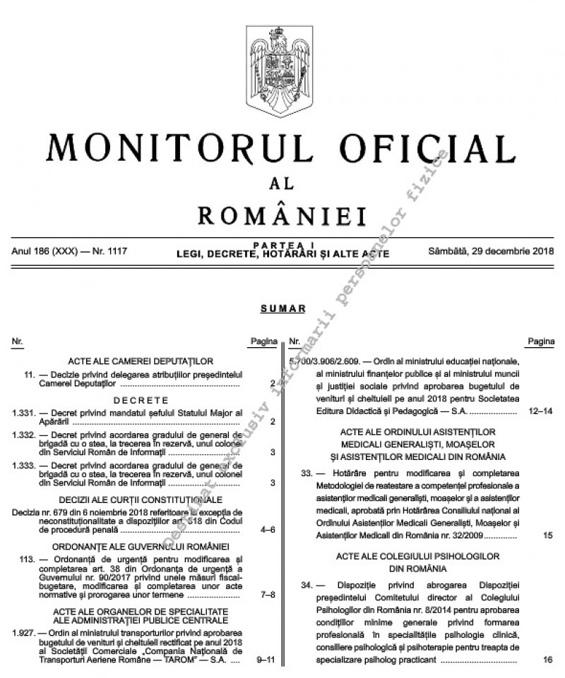 decret ciuca Monitorul Oficial nr 1117