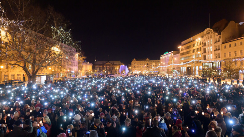 Protest against violence in Poznan after Mayor of Gdansk Pawel Adamowicz died
