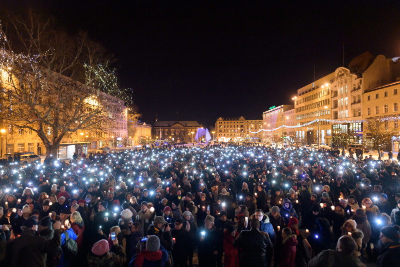 Protest against violence in Poznan after Mayor of Gdansk Pawel Adamowicz died