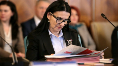 ministrul sanatatii sorina pintea citind un document