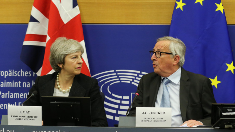 British Prime Minister Makes A Statement On Brexit From Strasbourg