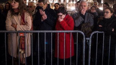 Crowds Attend Memorial Service At Notre Dame Cathedral In Paris
