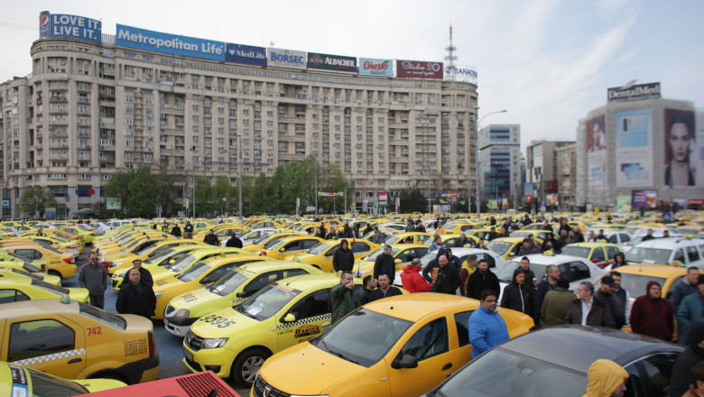 Protest al taximetriștilor în București.