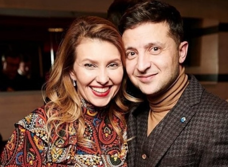 Volodimir Zelenski, președintele ales al Ucrainei și soția sa, Olena Zelenska