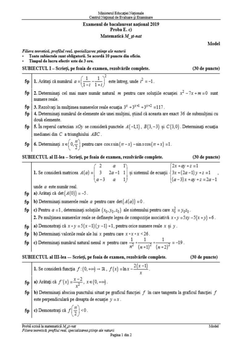 Bac 2019 Ce Subiecte Pot Pica La MatematicÄƒ È™i Istorie Digi24