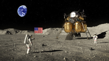 Astronauts Set An American Flag On The Moon