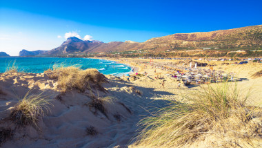 Famous sandy beach of Falasarna at the north west of Chania, Crete, Greece.