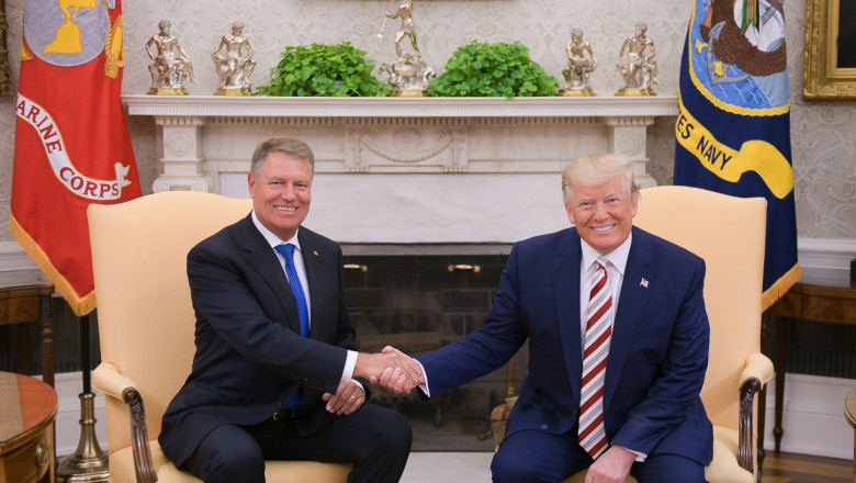 Klaus Iohannis și Donald Trump la Casa Albă, în 2019